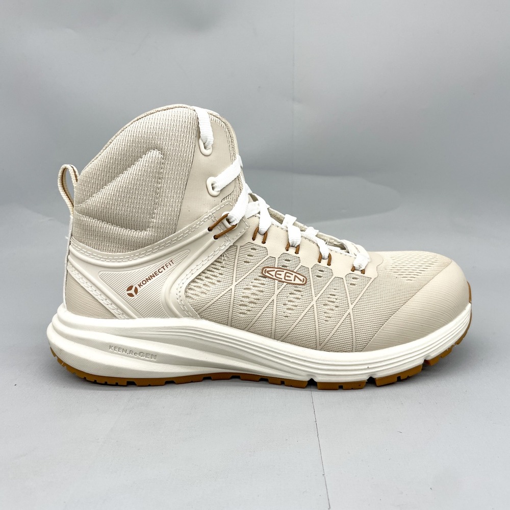 KEEN Utility Vista Energy Mid Boots Womens 8 Beige Safety Carbon Toe Work Shoes